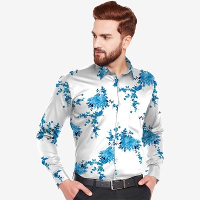 Indian Fashionista Men Floral Print Casual Blue Shirt