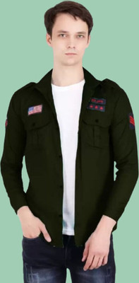 Super Westan Men Solid Casual Dark Green Shirt