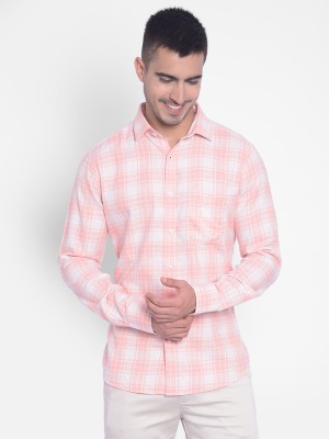 CRIMSOUNE CLUB Men Checkered Casual Pink, White Shirt