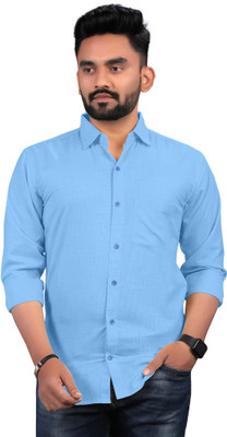 SilverBuck Men Solid Formal Light Blue Shirt