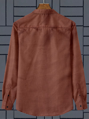 Wearich Men Self Design Casual Orange Shirt