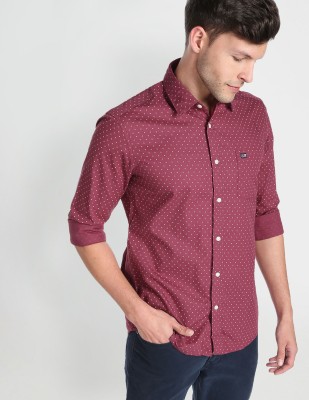 Arrow Sport Men Printed Casual Maroon, White Shirt