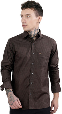 french crown Men Printed Casual Brown Shirt