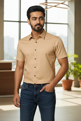 RAREMARK Men Solid Formal Orange Shirt