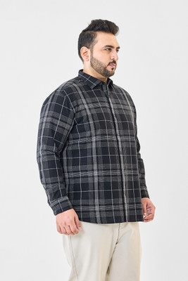 Snitch Men Checkered Casual Black Shirt