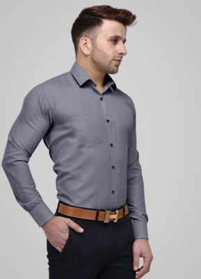 Vasanam Men Solid Formal Grey Shirt