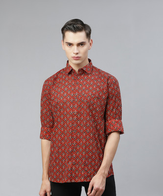 MILLENNIAL MEN Men Printed Casual Maroon Shirt