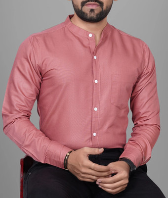 Voroxy Men Solid Formal Pink, White Shirt