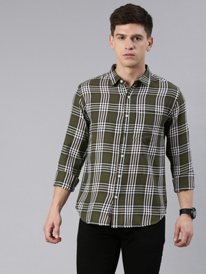 METRONAUT Men Checkered Casual Green Shirt