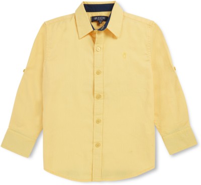 GINI & JONY Boys Solid Casual Yellow Shirt