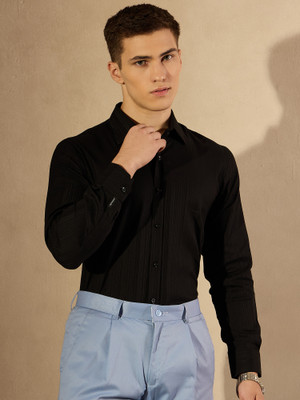DENNISON Men Solid Formal Black Shirt