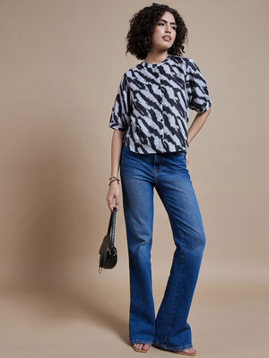 CORSICA Women Printed Casual Black Shirt
