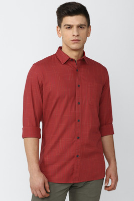 VAN HEUSEN Men Checkered Casual Red Shirt