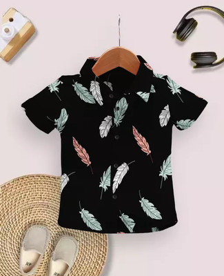 Solbiza Boys Printed Casual Black Shirt