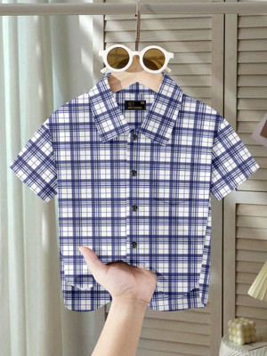 RUSTICRAGA Boys Printed Wedding White, Blue Shirt