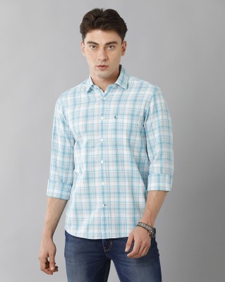 CAVALLO BY LINEN CLUB Men Checkered Casual Blue Shirt