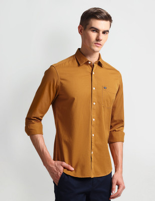 Arrow Sport Men Solid Casual Orange Shirt