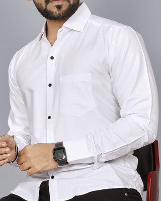 NIVICK Men Solid Formal White Shirt
