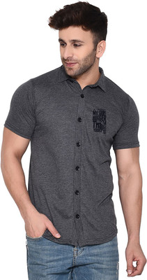 GEUM Men Solid Casual Grey Shirt