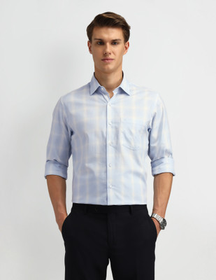 ARROW Men Checkered Formal Blue Shirt