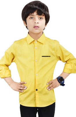 crane Boys Solid Casual Yellow Shirt