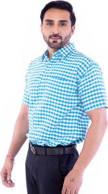 DESHBANDHU DBK Men Checkered Casual White, Blue Shirt