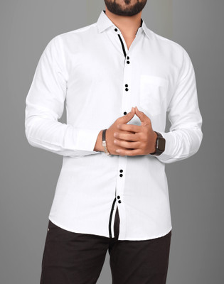 Clusy Men Solid Formal White Shirt