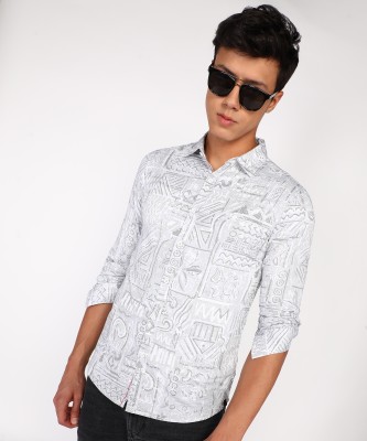 Spykar Men Printed Casual Grey Shirt