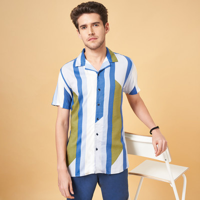 Urban Ranger by Pantaloons Men Printed Casual Blue, White, Green Shirt