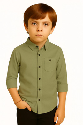 jabak creation Boys Solid Casual Light Green Shirt