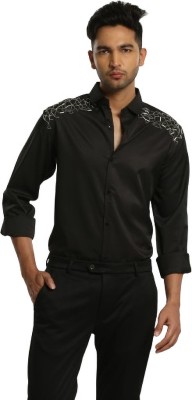 ANSH Men Solid Casual Black Shirt