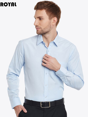 ECLORA Men Solid Formal Light Blue Shirt