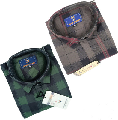 Hems trends Men Checkered Casual Multicolor Shirt(Pack of 2)
