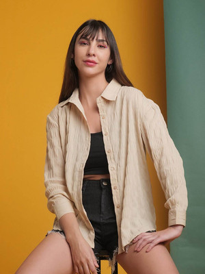 Freehand by The Indian Garage Co. Women Solid Casual Beige Shirt