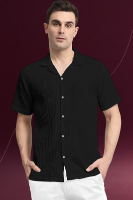 Dharamraj Fashion Men Self Design, Solid Casual Black Shirt
