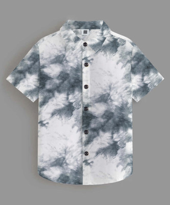 hanumant Boys Dyed/Ombre Casual Grey, White Shirt