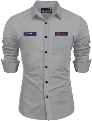 Blue dove Men Solid Casual Grey Shirt