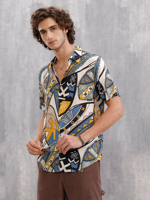 WROGN Men Printed Casual Cream Shirt