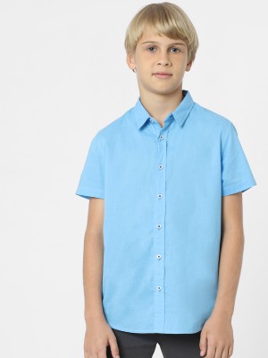 Jack & Jones Junior Boys Solid Casual Blue Shirt