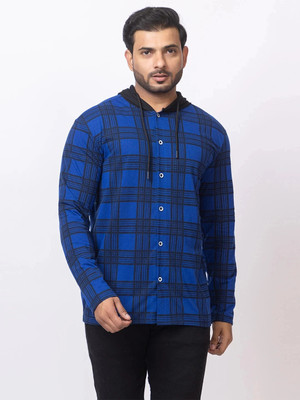 OSCILLATE Men Checkered Casual Blue Shirt