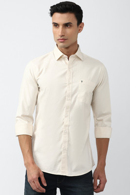 VAN HEUSEN Men Solid Formal Cream Shirt