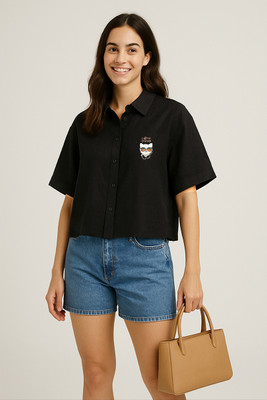 COLORCART Women Printed Casual Black Shirt