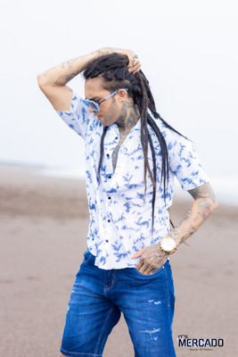 rama god fab Men Printed Formal White Shirt