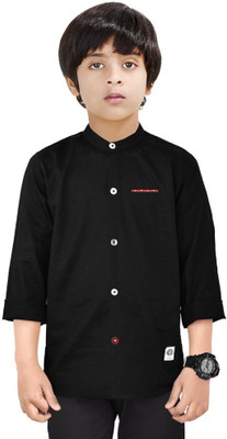 The Crane Boys Solid Casual Black Shirt