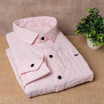 LEVINTA Men Solid Casual Pink Shirt