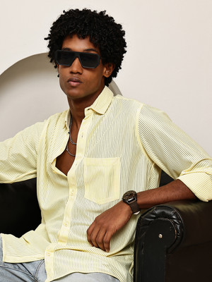 METRONAUT Men Solid Casual Yellow Shirt
