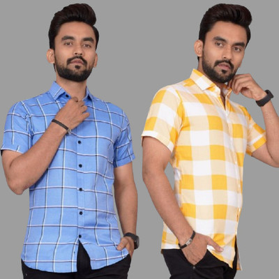 METRONAUT Men Checkered Casual Multicolor Shirt(Pack of 2)