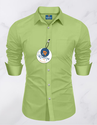Dharma Production Men Solid Casual Light Green Shirt