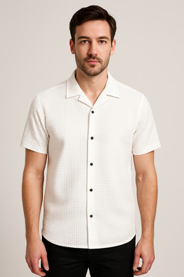 PM ENTERPRISE Men Self Design Casual White Shirt