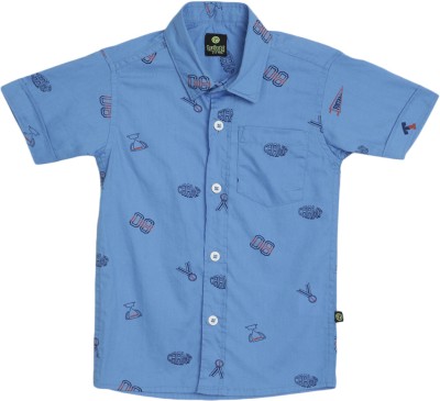 V-MART Boys Printed Casual Blue Shirt